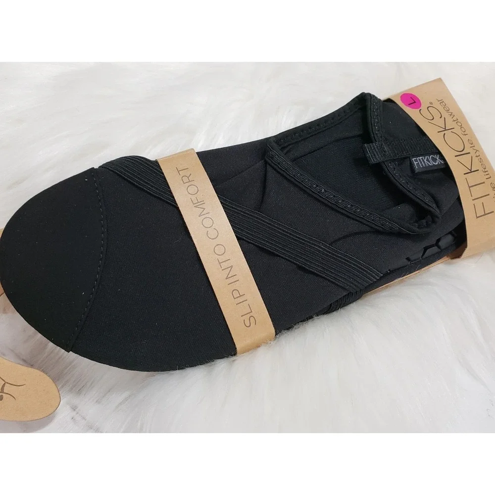 LOT 2 FitKicks Slip Into Comfort Yoga Womens Shoes Black Gray SZ Large 8.5 / 9.5